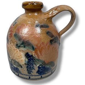 Vintage Terry Plasket Susan Gogan Salt Glaze Pottery Floral Jug Glossy Wheaton
